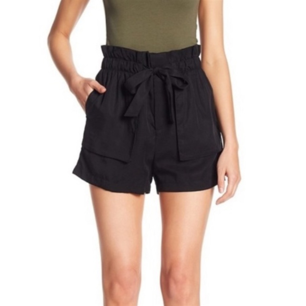 Socialite Black Paperbag Tie Shorts